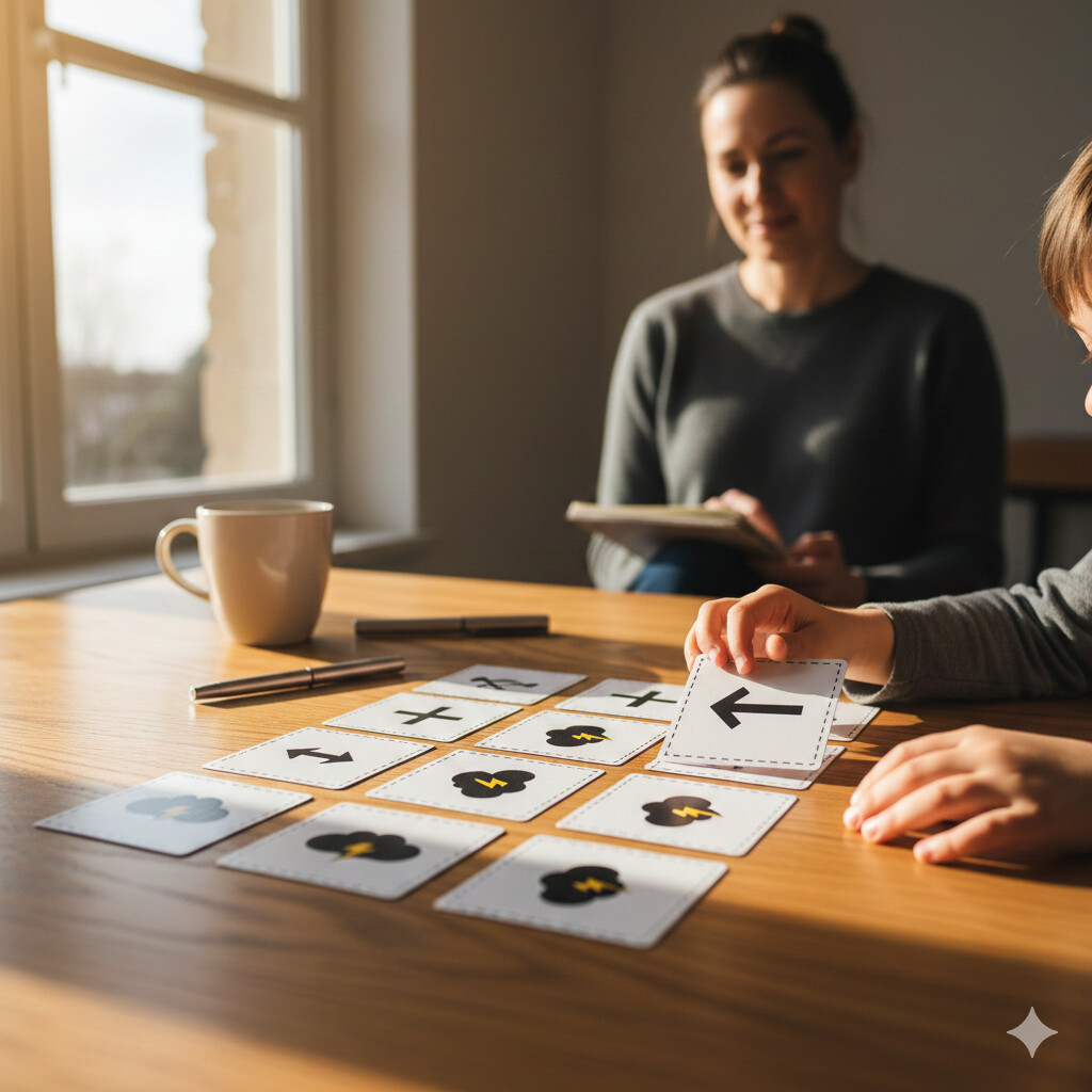 Child and adult engaging in a creative table activity