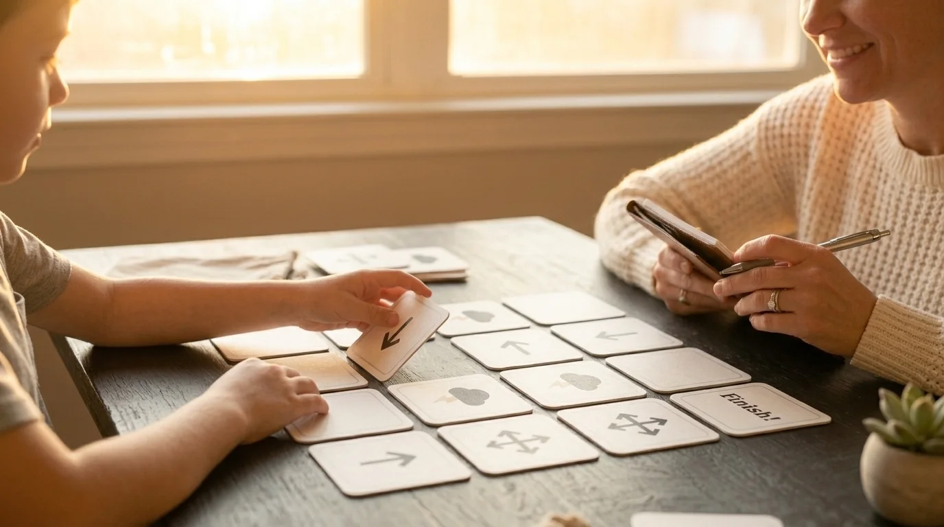 Child and adult engaging in a creative table activity